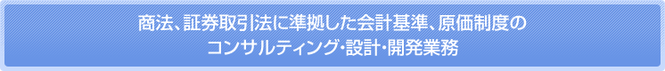 商法、証券取引法に準拠した会計基準、原価制度のシステム化に対応するための コンサルティング、設計、開発業務